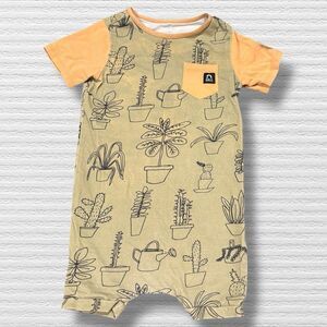 RAGS 2t Green And Orange Succulent Cactus Romper Modal Earth Tone Potted Plant